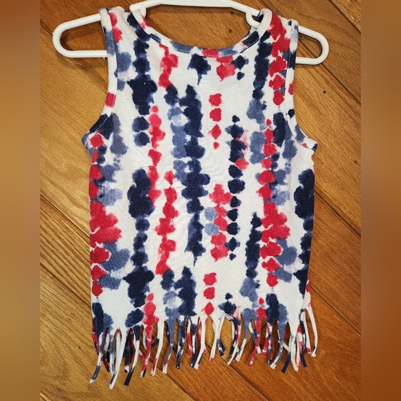 2 Fourth of July shirts 4t girl cat with glasses and tie dye tassle tank top - Picture 8 of 14